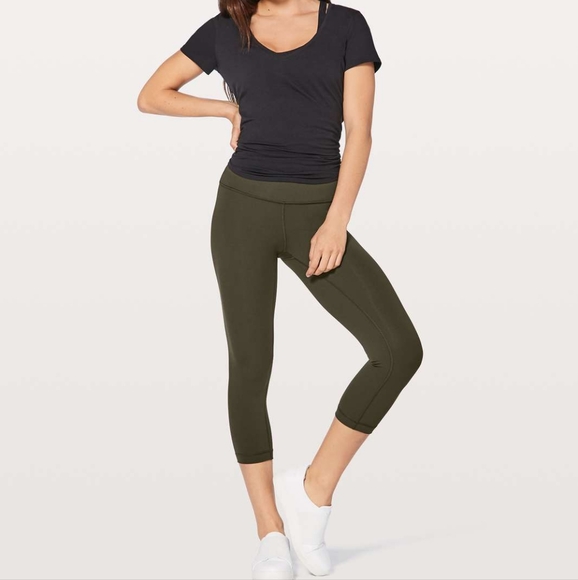 Lululemon Wunder Under Crop (Hi-Rise) *Full-On Luxtreme 21" Dark Olive Size 8 - Picture 1 of 9